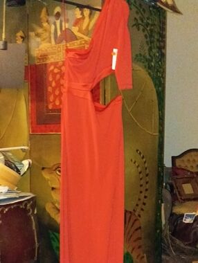 Alice + Olivia Poppy Red 0ne Sleeve Cutout Maxi Dress